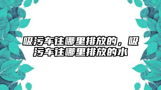 吸污車往哪里排放的，吸污車往哪里排放的水