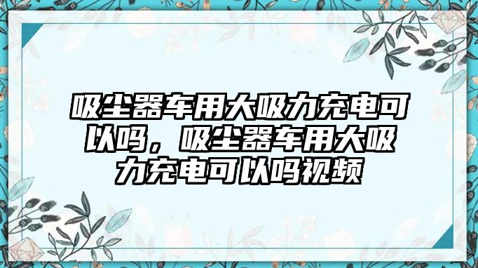 吸塵器車用大吸力充電可以嗎，吸塵器車用大吸力充電可以嗎視頻